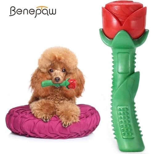 Benepaw Durable Rose Shaped Small Medium Large Dog Chew Toys Attractive Floatable Nontoxic Pet Puppy Toys Cleaning Teeth Gift