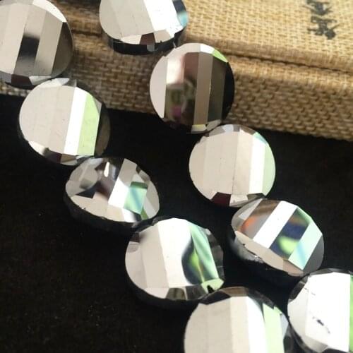 14mm electroplate white crystal glass beads for jewelry making coin button faceted loose spacer 1strand/25pcs B747