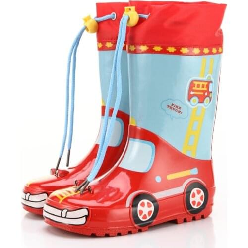 Child rain boots kid boy girl Rain Shoes Santi skid rubber rain boots Boy waterproof shoes rabbit dinosaur Fire engine