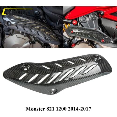 For Ducati Monster 821 1200 2014 2015 2016 2017 Motocycle Carbon Fiber Pipe Exhaust Heat Shield Cover Guard Muffler Protector