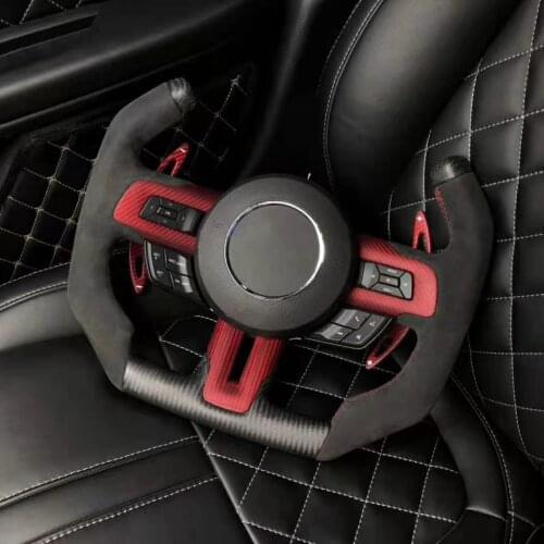 For Ford Mustang 2015-2021 Cuatomized LED Racing Real Carbon Fiber Sports Steering Wheel Alcantara Leather
