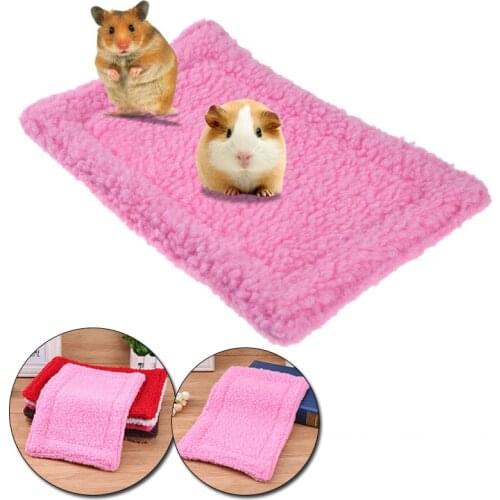 Double-sided Small Pet Warm Mat Plush Hamster Small Mat Guinea Pig Nest Mat Easy to Carry Rectangular Rabbit Bed Cushion Mat