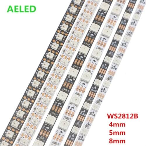 1m 2m WS2812B SMD3535/5050 RGB Flexible LED Strip 60/144 pixels/leds/m 4mm/5mm/8mm PCB WS2812 Individual Addressable Pixel Strip