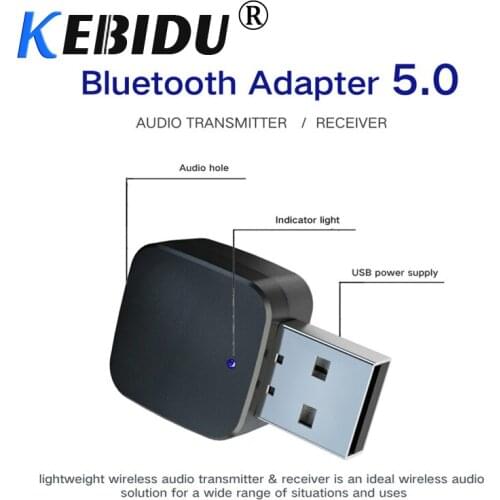 KEBIDU Wireless Bluetooth 5.0 Transmitter Receiver 3.5mm Stereo Audio USB Music Adapter USB Bluetooth Adapter For Laptop Speaker