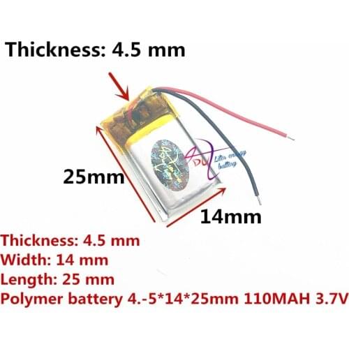 Best battery brand Size 451425 3.7V 110mah Lithium polymer Battery with Protection Board For Bluetooth MP3 MP4 MP5 GPS Digital F