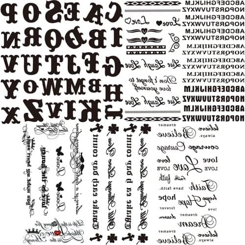 Small Words Temporary Tattoo For Kid Women Waterproof Fake Tattoos Unique Black Letter Minimalist Clavicle Ankle Tatoo Character