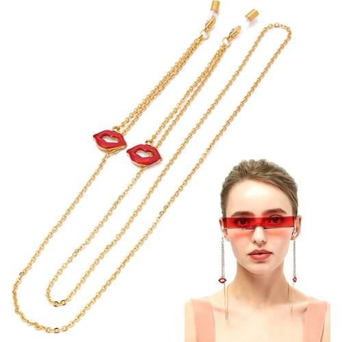 Metal Lip Pendant Glasses Chain Reading Sunglass Lanyard Holder Ear Hanging Rope Vintage Mouth Pendant Rope Glasses Chain