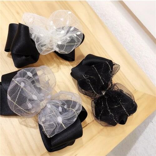 Fashion lace bow Spring Hair Clips Hair Accessories elegance Women Luxurious Glittering jewel hair clips Hairpins barrette