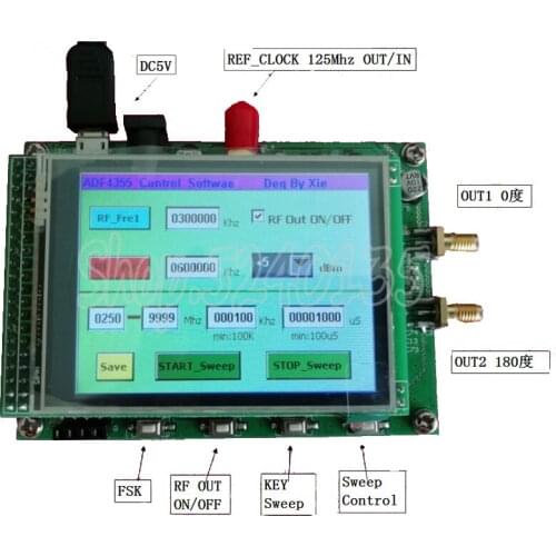 ADF4355 Module Touch Color Screen Sweep RF Signal Source VCO Microwave Frequency Synthesizer PLL 250M-6.8G