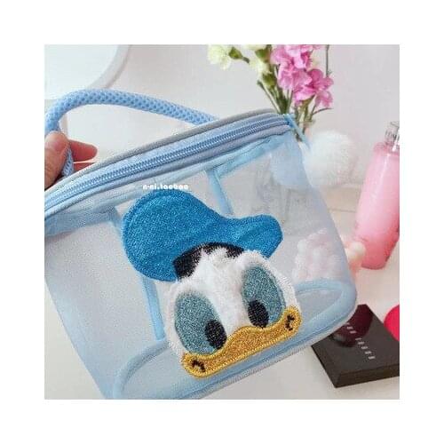 Cartoon comics ins girl heart cartoon net yarn cosmetic bag cosmetic bag portable female travel wash shopping bag handbag bag