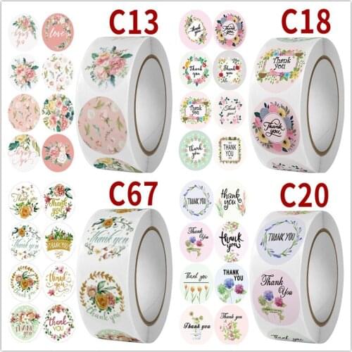 500Pcs 8 styles Pink Flower Stickers For Cute Stickers Labels For Wedding Party Scrapbooking Envelopes Seal Stickers