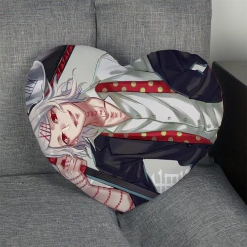 Custom Tokyo Ghoul Heart Shape Pillow Cover Custom Zipper Pillowcase Cover Wedding Home Office Decorative 1pcs custom