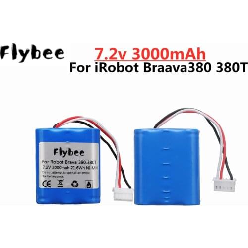 For iRobot Roomba Brava 380 380T Mint 5200c 7.2V 3000mAh Ni-MH Battery for Brava 380T upgrade 2500mah Rechargeable battery