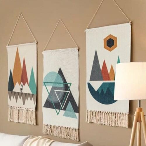 New Tassels Wall Hanging Geometric Pattern Handmade Tapestry Macrame Home Decor Retro Nordic Kids Room Handcrafted Tapestries