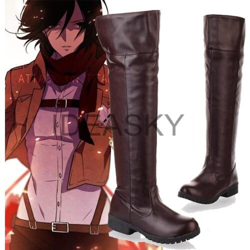 Attack on titan shingeki no kyojin ackerman levi Eren Jaeger mikasa Scouting Legion cosplay costume adult Men women shoes boots