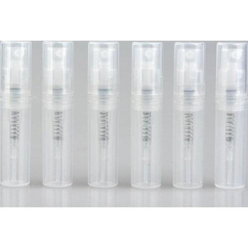 Wholesale 2ml mini plastic spray perfume bottle, small sample perfume atomizer vial cosmetic container