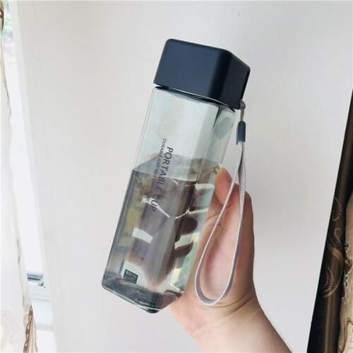 Simple Square Water Cup Portable Plastic Plastic Bottle Drink Travel Bottle Water Kid School Water Bottle Direct Drinking EA60SH