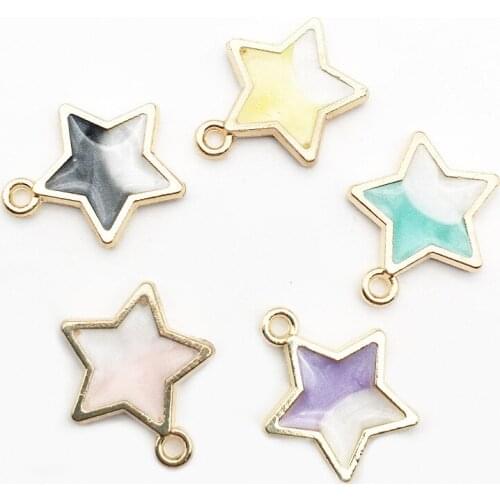 SEA MEW 30 PCS 15*18mm Fashion Metal Alloy Drops Of Glaze Round Pendant For Jewelry Making