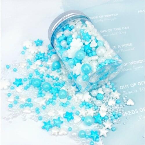 35g Christmas Snowflake Cake Decoration Blue and White Snowflake Edible Pearl Candy Chocolate Decoration Free Shipping