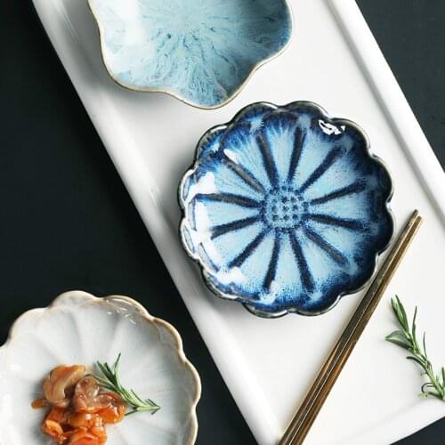 2 pcs Japanese kiln lotus leaf bone plate creative Nordic tableware hot pot barbecue dish ceramic plate dinner set porcelain