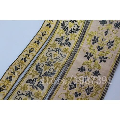 5yards/lot wide 3-9cm Woven Jacquard Ribbon flowers design for clothing accessory LS-0574