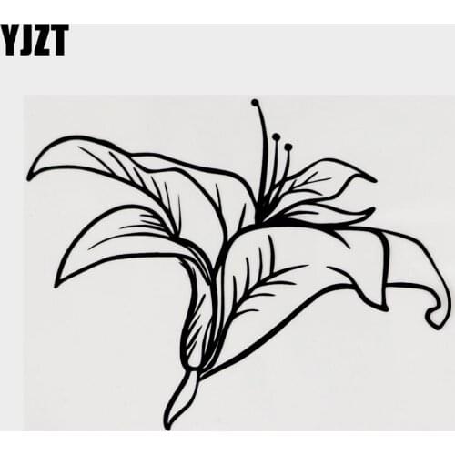 YJZT 13.6CM×10.6CM Beautiful Flower Vinyl High-quality Decal Car Sticker Black/Silver 18B-0099