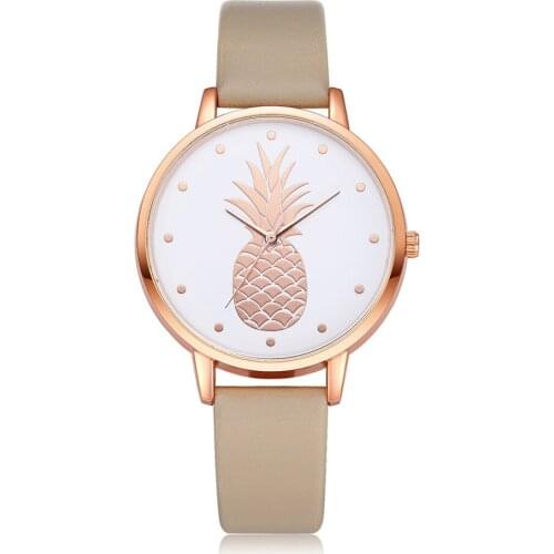 FanTeeDa New Fashion Leather Women Watches Luxury Top Pineapple Pattern Casual Quartz Watch Women Clock Relogio Feminino 533