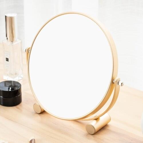 Gold Desktop 3X Magnification Beauty Mirror Two-Sided Cosmetic Mirror 360° Swivel Bathroom Mirror Portable Vanity Mirror