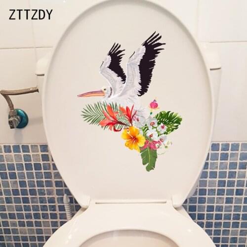 ZTTZDY 18.6×25CM Flying Crane Among Flowers Living Room Decoration Wall Stickers Toilet WC Accessories T2-1157
