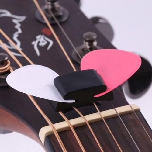 1Pc/2pcs Black Rubber Guitar Pick Holder Fix On Headstock For Guitar Bass Ukulele Cute Guitar Accessories 3m*2.5cm