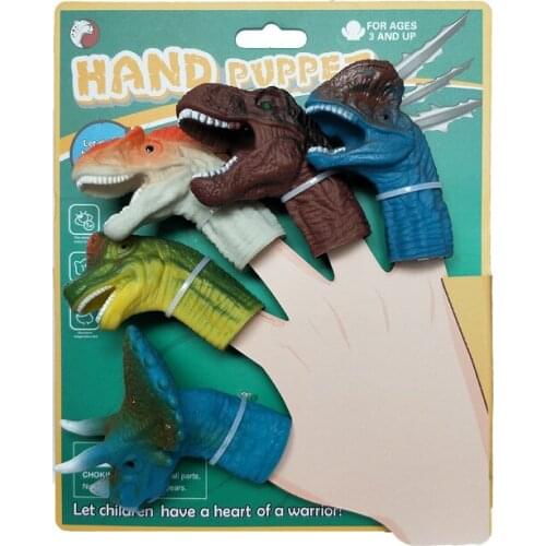 1PCS Cute Cartoon Biological Animal Dinosaur Finger Puppet Enamel Doll Soft Toys Child Baby Favor Dolls Christmas Gifts For Kid