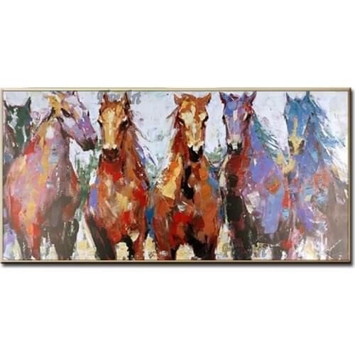 100% Hand-painted Running Horse Picture Art Texture Animal Oil Painting Wall Decor Canvas Art Unframed Modern Artwork Paintings