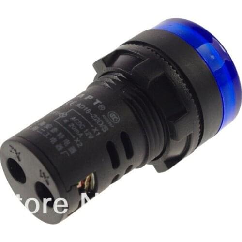 5pcs Blue 220VAC 22mm Mount LED Power Indicator Signal Light 50mm Height