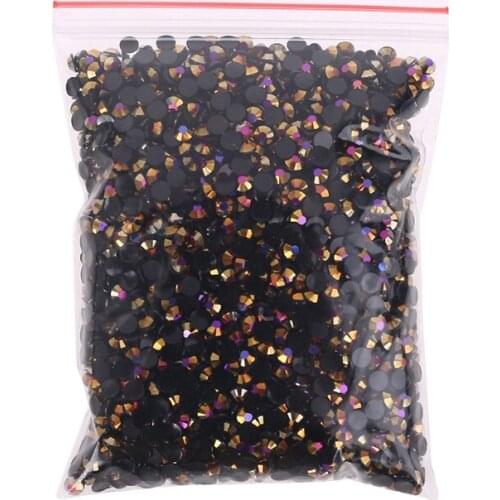 5000pcs Black Gradient Flat Back Gems Round Crystal Rhinestones for DIY Crafts Nail Art Clothes Shoes Bags High Quality and New