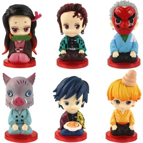 8-9cm 6Styles Demon Slayer Figures Tanjirou Nezuko Inosuke Giyuu Zenitsu Sakonji Action Figure Anime Collection Model Toys