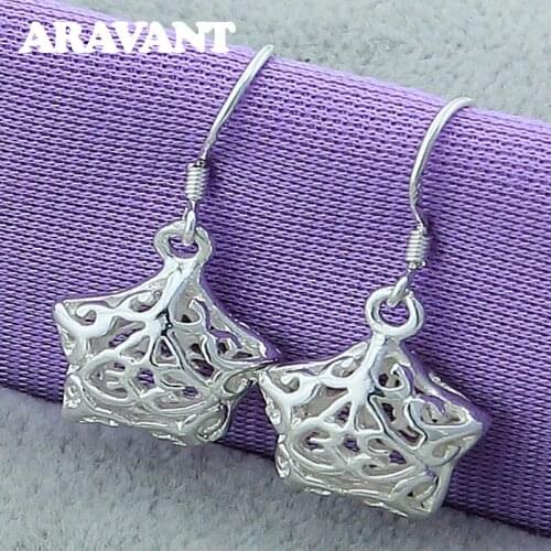 Aravant 925 Silver Hollow Star Drop Earrings For Women Fashion Party Jewelry Gifts