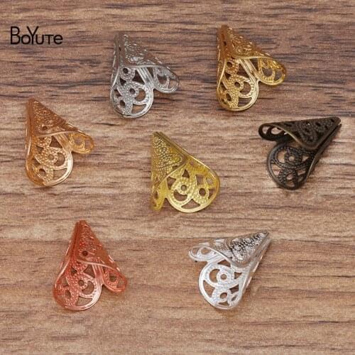 BoYuTe (200 Pieces/Lot) 9*17MM Metal Brass Filigree Bead Caps Diy Hand Made Jewelry Accessories Wholesale