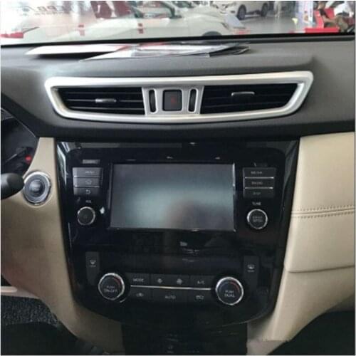For Nissan X-Trail 2017 Chrome ABS Car Dashboard Center Air Outlet Frame Cover Trim Car Styling Sticker