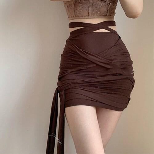 Jean skirt pleated skirt high fashion pleated mini skirt wrap skirts summer visual kei clothing woman skirts