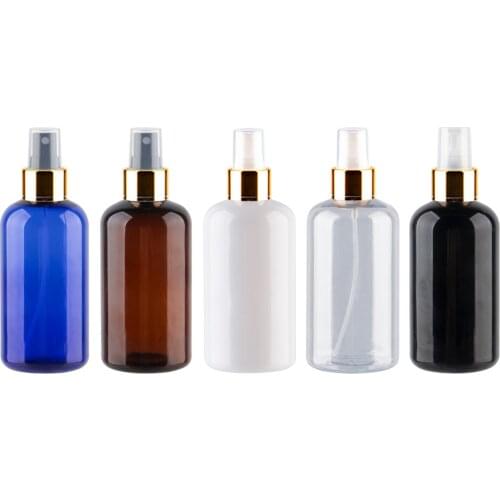 250ml Gold Aluminum Mist Sprayer Bottles For Perfume Liquid Medecine Skin Care Spray Empty Plastic Cosmetic Container PET Bottle