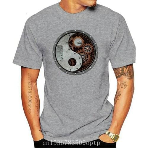 New Funny Industrial Steampunk Yin Yang T-Shirt Men Cotton Short Sleeve O-neck T Shirt Summer Casual Shirts Cool Tees Top Street