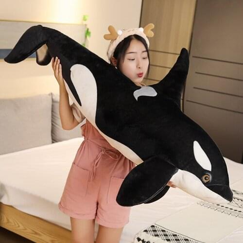 Simulation Killer Whale Plush Toys Stuffed Orcinus Orca Fish Doll Shark Cartoon Soft Sleep Pillow Kids Girls Baby Funny Gift