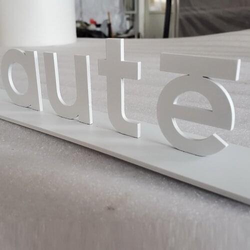 Stainless steel white cut letters 3D freestanding name signs cabinet sign painted reception livestream decoration