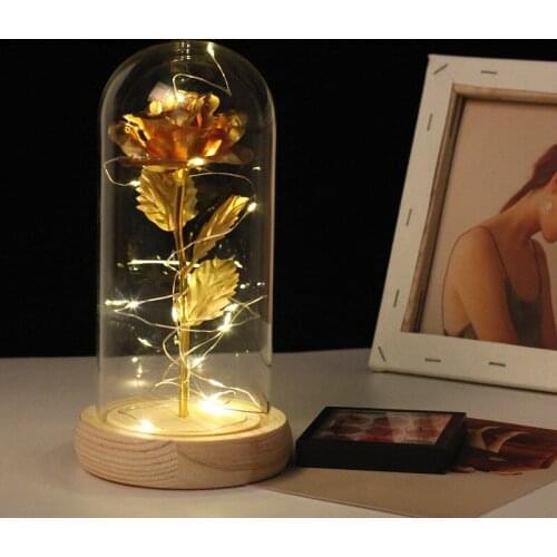 Beautiful Eternal Rose LED Light Beauty And The Beast Rose In Glass Dome For Valentines Day Mothers Or Christmas Day Gift