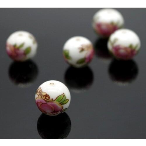 12mm Flower Design Round Glass Spacer Beads Diy Craft Material For Spacers China Beads Jewelry Making 20Pcs/lot