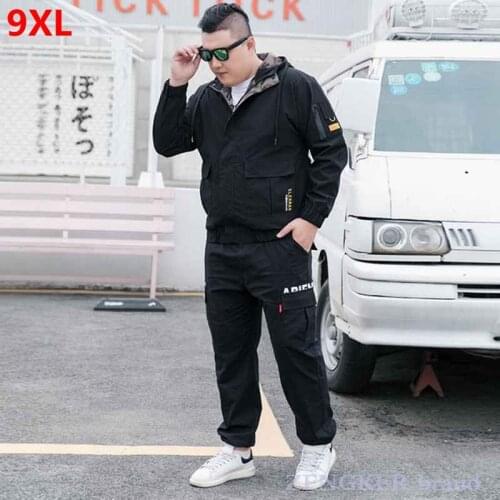 Jacket men oversized trend mens spring tooling suit loose casual jacket extra large size clothes track suit mens jogger sets