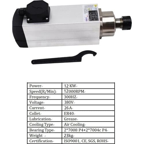 CNC Spindle Motor 7.5KW ER32 Collet Air-cooling 220V 380V 18000rpm High Speed 4Bearing for CNC Woodworking Router Machine
