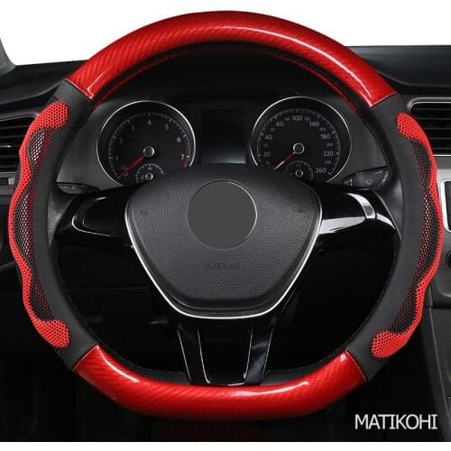 MATIKOHI Carbon Fiber Leather Car Steering Wheel Cover For Fiat 500 500X Ducato Grande Punto Tipo Panda Freemont Bravo Stilo