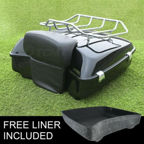 Motorcycle Chopped Tour Pack Trunk w/ Rack Razor Backrest For Harley Touring Road King Street Glide Electra Glide 2014-2020
