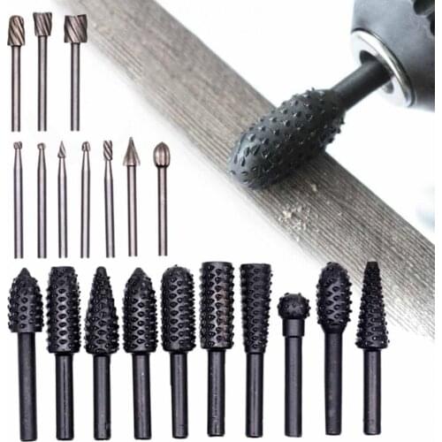 20Pcs Professional Rotary File Blackening Wear-resistant Set 55mm Rasp Drill Bits Set for Woodworking Accessories Tools